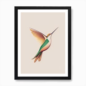 Berylline Hummingbird Retro Minimal 1 Art Print