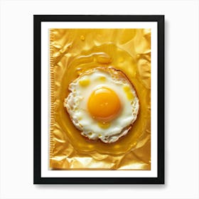 Glossy Fried Egg Resting On A Textured Signal Yellow Sheet Yolk Shining With A Reflective Sheen Eg Art Print