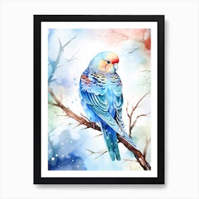 Snowy Budgie Illustration 4 Art Print