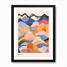 Ben Oss Scotland Colourful Mountain Illustration Poster Art Print