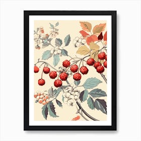William Morris Style Christmas Botanical 3 Art Print