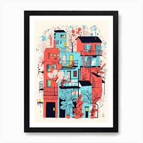 A House In Tokyo, Abstract Risograph Style 1 Art Print