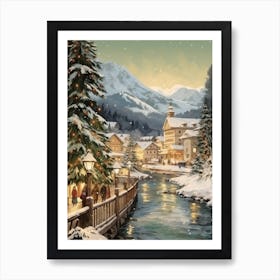 Vintage Winter Illustration Lech Austria 4 Art Print