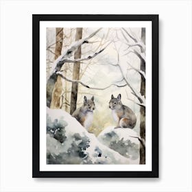 Winter Watercolour Gray Squirrel 4 Art Print