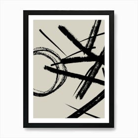 Abstract Brushstrokes With Circle Art Print