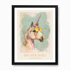 Pastel Unicorn In Sunglasses Illustration 2 Poster Art Print