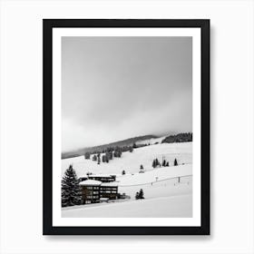 Soldeu, Andorra Black And White Skiing Poster Art Print