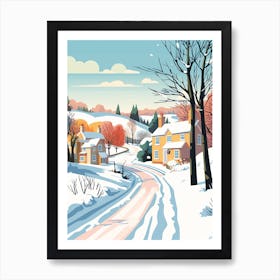 Vintage Winter Travel Illustration Cornwall United Kingdom 2 Art Print