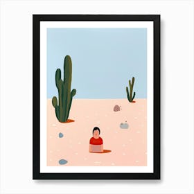 Desert Scene, Tiny People And Illustration 4 Art Print