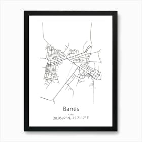 Banes,Cuba Minimalist Map Art Print