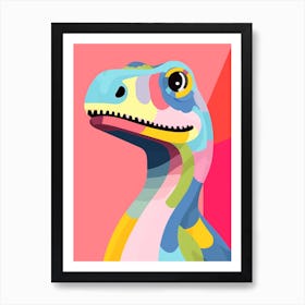 Colourful Dinosaur Omeisaurus 1 Art Print