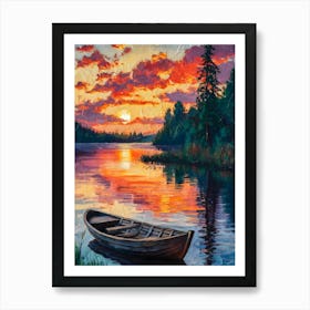 Sunset Boat Art Print