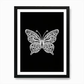 Butterfly On Black Background Art Print