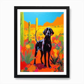 A Painting Of A Dog In Desert Botanical Garden, Usa In The Style Of Pop Art 03 Art Print