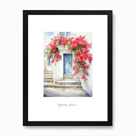 Mykonos, Greece   Mediterranean Doors Watercolour Painting 4 Poster Art Print