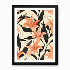 Seamless Pattern With Lilies Art Print