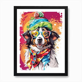 Dog With Glasses Art Print