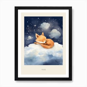 Baby Fox 4 Sleeping In The Clouds Nursery Poster Art Print