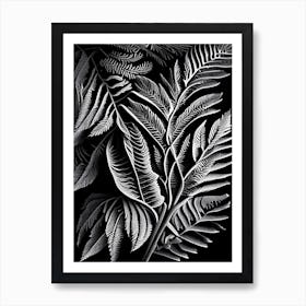 Redwood Leaf Linocut 1 Art Print