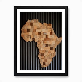 Wooden plaque map of Africa Art Print