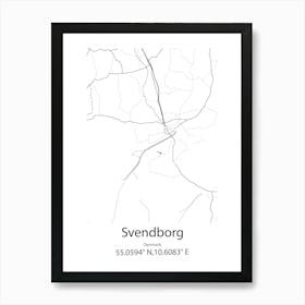 Svendborg,Denmark Minimalist Map Art Print