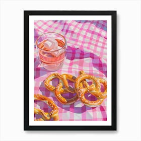 Pink Breakfast Food Pretzels 2 Art Print