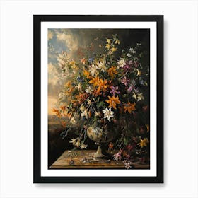 Baroque Floral Still Life Columbine 3 Art Print