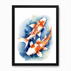 Koi Fish Watercolor Painting (2) 1 Art Print