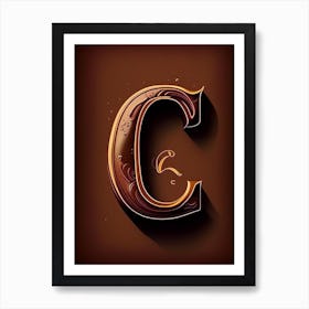 C  Chocolate, Letter, Alphabet Retro Drawing 1 Art Print