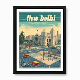 Aihrgdesign A Mid Century Modern Travel Poster For New Delhi 2 Art Print