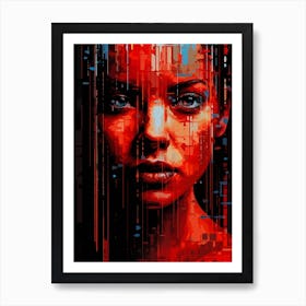 Digital Pixelation Abstract Lady 2 Art Print