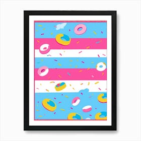 An Abstract Pattern Of Tiny Donuts Swirling With A Blend Of Pastel Pink Blue And Yellow Hues Set (1) Art Print