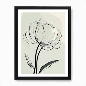Line Art Tulips Flowers Illustration Neutral 5 Art Print