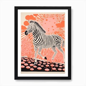 Zebra Orange Running 1 Art Print