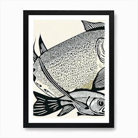 King Mackerel II Linocut Art Print