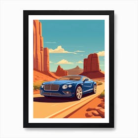 A Bentley Continental Gt Car In Route 66 Flat Illustration 1 Art Print