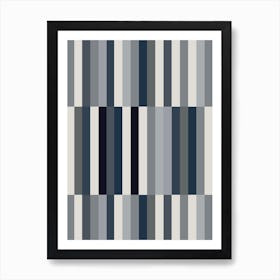 Grey And Blue Stripes Art Print