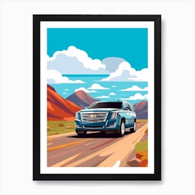 A Cadillac Escalade In The Andean Crossing Patagonia Illustration 1 Art Print