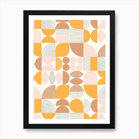 Modern Art Geometric Shapes Gold Pink Tan 1 Art Print