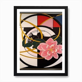 Camelia With A Cat 3 Abstract Expressionist Art Print