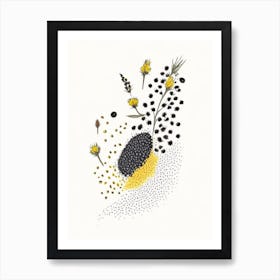 Black Mustard Seed Spices And Herbs Pencil Illustration 4 Art Print