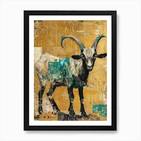 Pygmy Goat Gold Effect Collage 1 Art Print