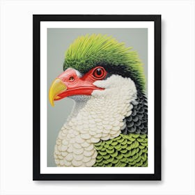 Ohara Koson Inspired Bird Painting Crested Caracara 4 Art Print