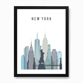 New York Skyline In Blue Nyc Art Print