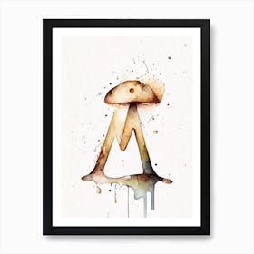 M  Mushroom, Letter, Alphabet Minimalist Watercolour 1 Art Print