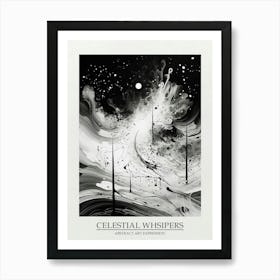 Celestial Whsipers Abstract Black And White 4 Poster Art Print