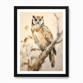 Storybook Animal Watercolour Owl 2 Art Print