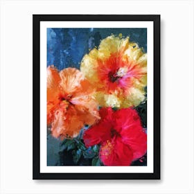 Three Flowers Oil Painting Art Print