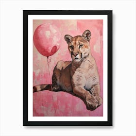 Cute Puma 2 With Balloon Art Print