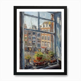 Window View Of Amsterdam In The Style Of Impressionism 4 Art Print